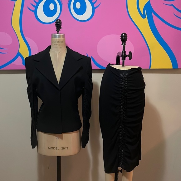 Dolce & Gabbana Black Lace up Skirt Suit - Picture 1 of 15